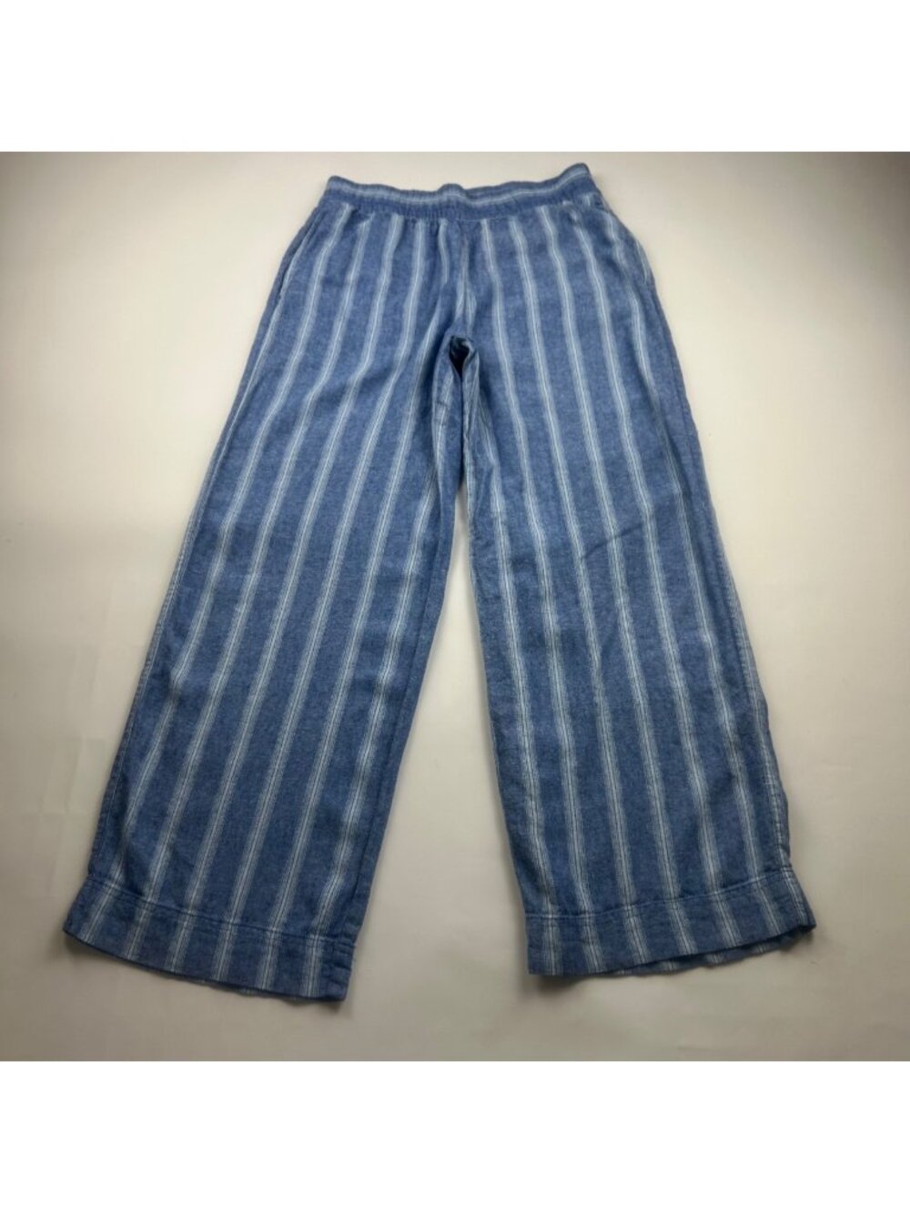 Old Navy Bright Blue Striped Linen Blend Pull On Lounge Pant S